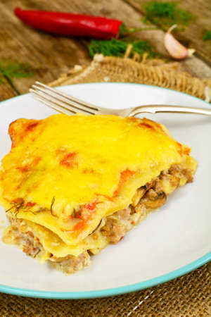 Lasagna with Minced Meat Studio Photoの写真素材