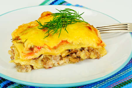 Lasagna with Minced Meat Studio Photoの写真素材