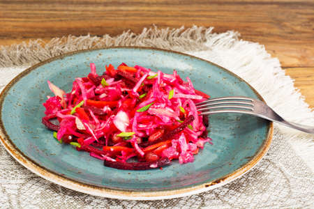 Salad with Beets, Carrots, Cabbage and Celery Studio Photoの写真素材