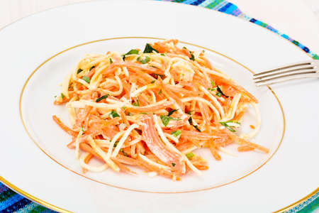 Salad of Celery Root or Radish, Carrot and Yogurt Natural Studio Photoの写真素材