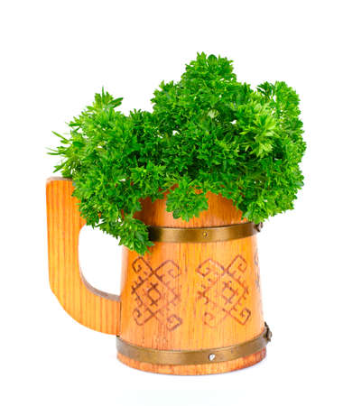 Parsley on White Background Studio Photoの写真素材