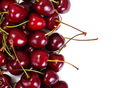 Ripe Juicy Cherries on White Background Studio Photo