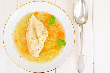 Chicken Broth with Noodles Studio Photoの写真素材