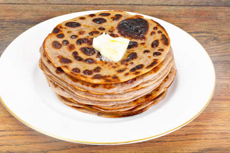 Pancakes with Flax Flour Studio Photoの写真素材