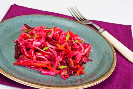 Salad with Beets, Carrots, Cabbage and Celery Studio Photoの写真素材