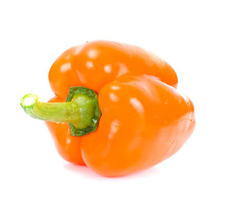 Fresh Yellow, Orange Bell Pepper. Isolated ob White Background Studio Photoの写真素材