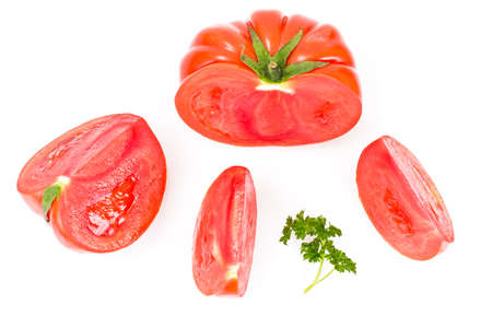 Red Tomatoes Isolated on a White Background Studio Photoの写真素材