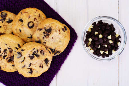 Cookies with Chocolate Drops Studio Photoの写真素材
