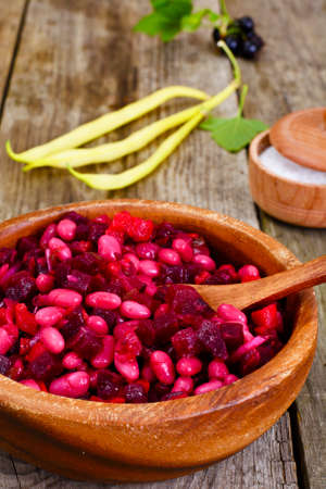Vinaigrette with Beans on Raw Boards Studio Photoの写真素材