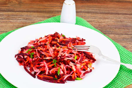 Salad with Beets, Carrots, Cabbage and Celery Studio Photoの写真素材