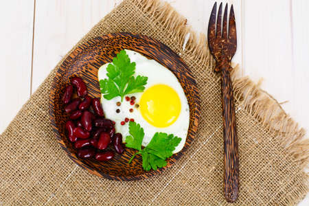Fried Egg with Red Beans Studio Photoの写真素材