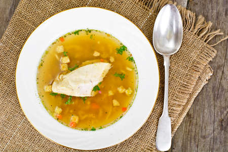 Chicken Broth with Noodles Studio Photoの写真素材