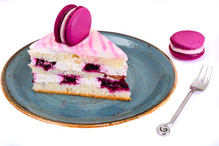 Sweet and Colourful Cake with French Macaroons. Studio Photoの写真素材