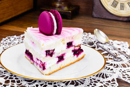 Sweet and Colourful Cake with French Macaroons. Studio Photoの写真素材