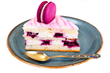 Sweet and Colourful Cake with French Macaroons. Studio Photoの写真素材