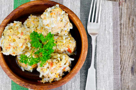 Meatballs with Meat and Rice Studio Photoの写真素材