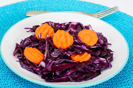 Salad of Red Cabbage with Vegetable Oil. Diet Food. Studio Photoの写真素材