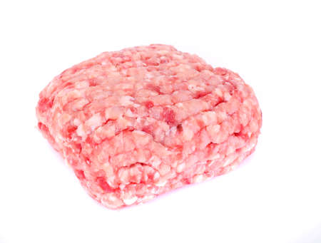 Chopped Meat on White Background Studio Photoの写真素材