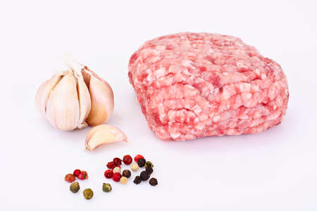Chopped Meat on White Background Studio Photoの写真素材