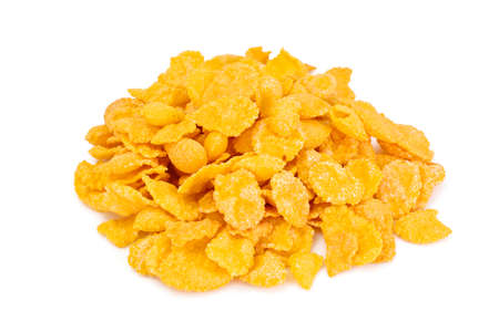 Cornflakes on White Background. Healthy Breakfast Studio Photoの写真素材