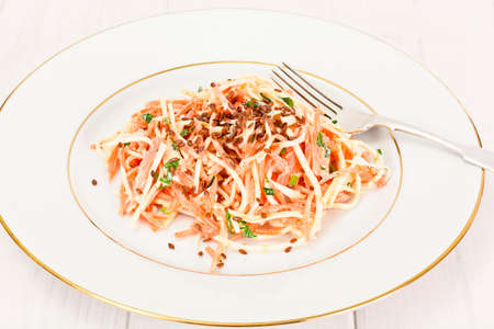 Salad of Celery Root or Radish, Carrot and Yogurt Natural Studio Photoの写真素材