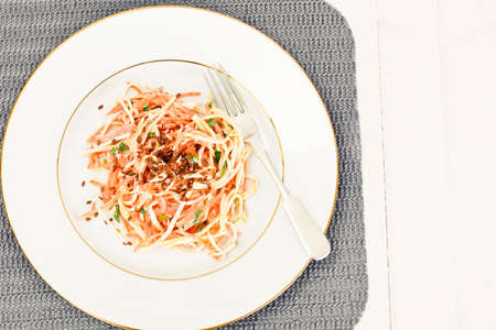 Salad of Celery Root or Radish, Carrot and Yogurt Natural Studio Photoの写真素材
