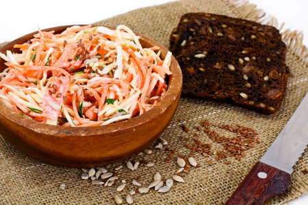 Salad of Celery Root or Radish, Carrot and Yogurt Natural Studio Photoの写真素材