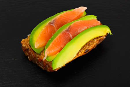 Sandwiches with Avocado and Salmon Studio Photoの写真素材