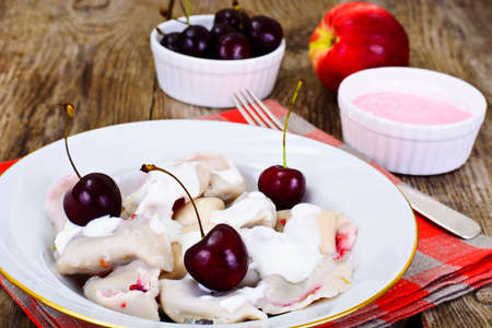 Dumplings with Cherries Studio Photoの写真素材