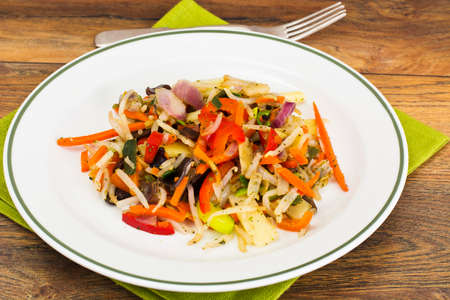 Chinese Vegetable Stew. Paprika, Peas, Carrots. Diet Food. Studio Photoの写真素材