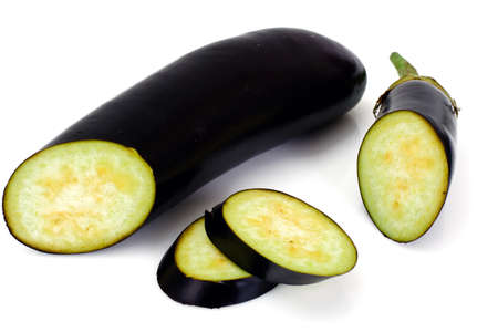 Eggplant Isolated on White Background Studio Photoの写真素材