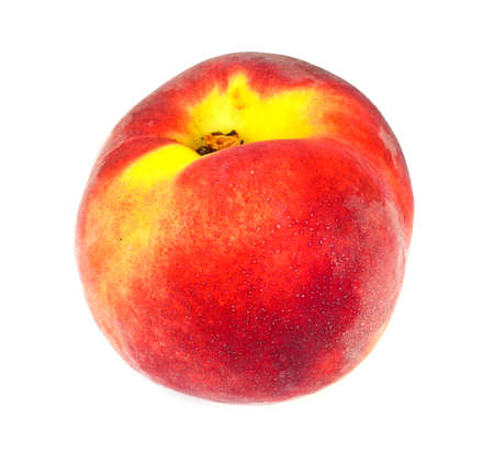 Peach Isolated on White Background Studio Photoの写真素材