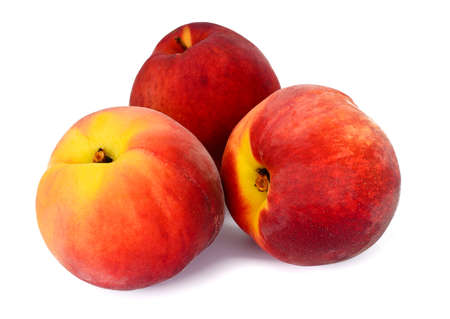 Peach Isolated on White Background Studio Photoの写真素材