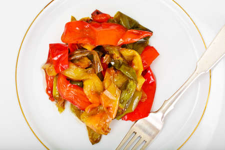 Sweet Peppers Grilled with Balsamic, Garlic Studio Photoの写真素材