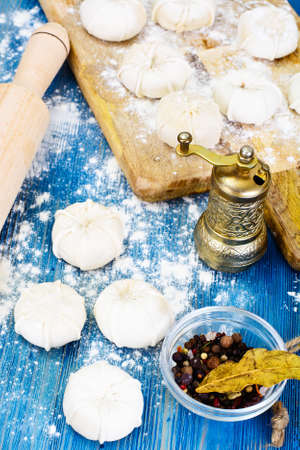 Khinkali National Dish of Georgian Cuisine Studio Photoの写真素材