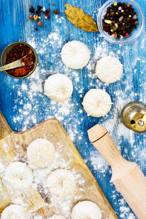 Khinkali National Dish of Georgian Cuisine Studio Photoの写真素材