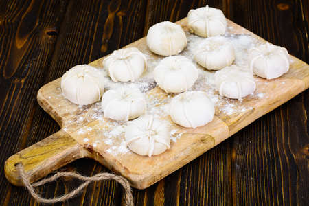 Khinkali National Dish of Georgian Cuisine Studio Photoの写真素材