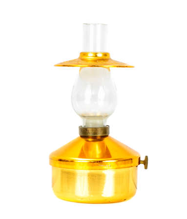 Old Metal Kerosene Lamp Isolate on White Backgroundの写真素材