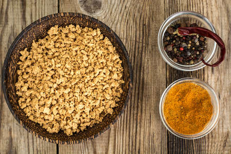 Soya Mince. Meat Substitute for Vegetarians. Studio Photoの写真素材