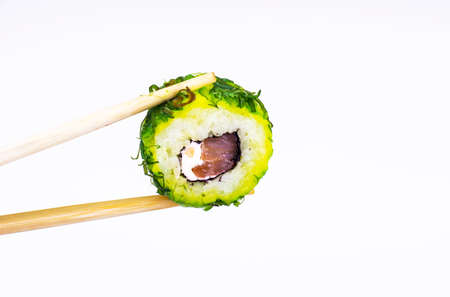 Sushi Roll with Chukoy, Salmon and Cheese. Studio Photoの写真素材