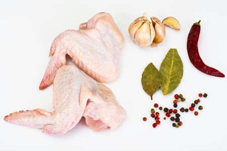 The Split Carcass of Raw Chicken. Isolated on White. Studio Photoの写真素材
