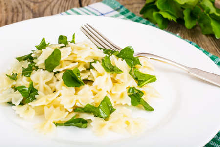 Salad with Pasta and Arugula Studio Photoの写真素材