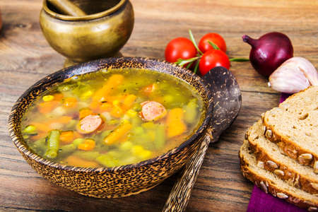 Vegetable Soup. Diet Fitness Nutrition. Studio Photoの写真素材