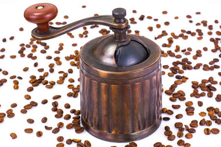 Old Coffee Grinder Isolated on White Background.