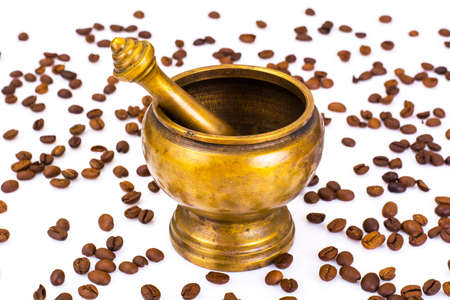 Old Coffee Grinder Isolated on White Background.