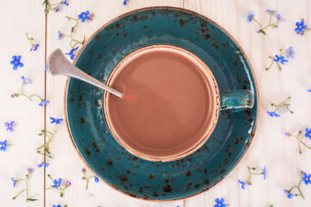 Cup of Coffee with Flowers. Studio Photoの写真素材