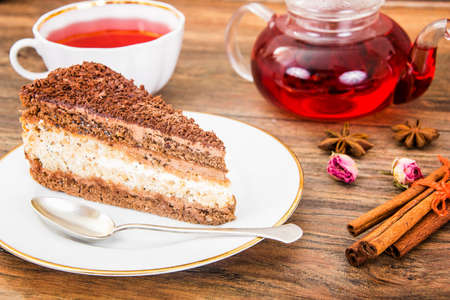 Homemade Cakes: Poppy Filling Cake on Plate. Studio Photoの写真素材
