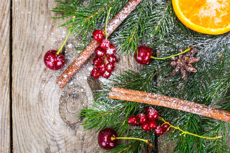 Abstract Christmas Natural Background in Grey Boards Studio Photoの写真素材