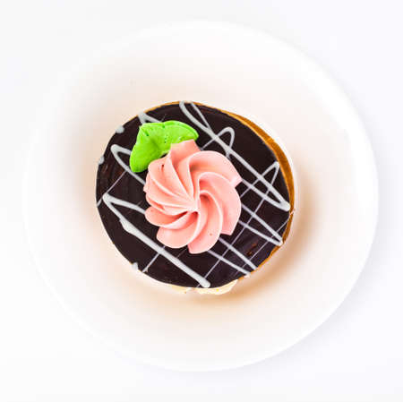Colorful biscuits cakes  bush  with icing and custard filling. Studio Photo