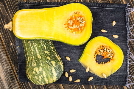 Healthy Food: Pumpkin Seeds and Pumpkin. Studio Photoの写真素材